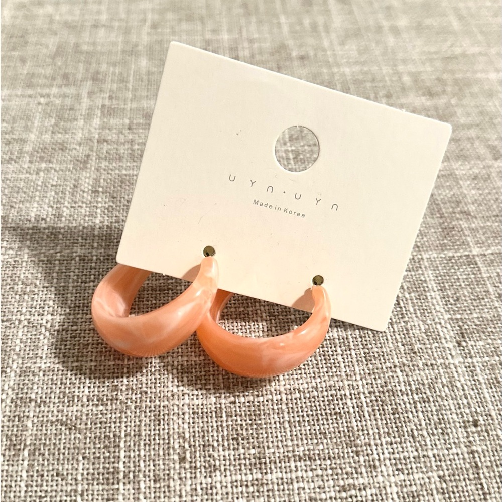 New Pinky Peach C Hoop Earrings